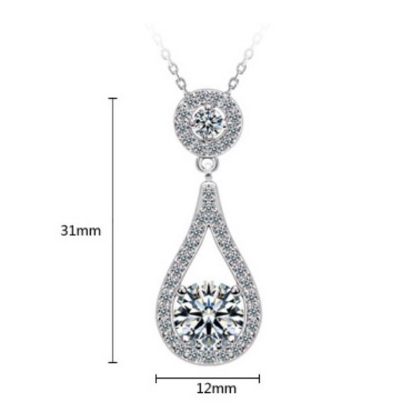 Elegant Silver Tear Drop White Diamond Necklace - Picture 4 of 4